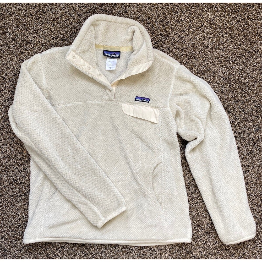 Patagonia Re-Tool Snap-T Pullover White Fleece Jacket / Women's Medium